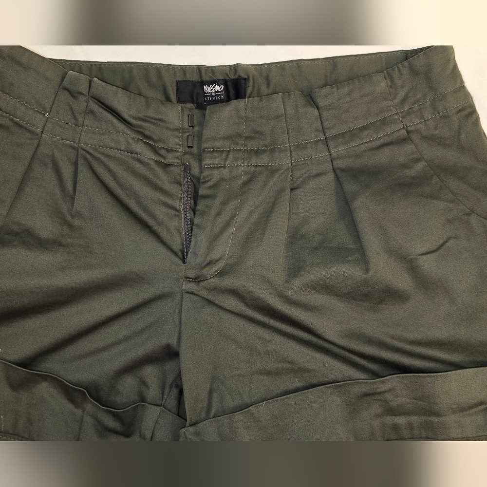 Olive Army Green Sateen Chino Stretch Pleated Cuffed Khakis Mossimo 6